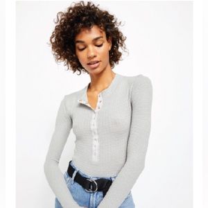 Free People Women’s Top Size Large Intimately waffle knit long sleeve shirt